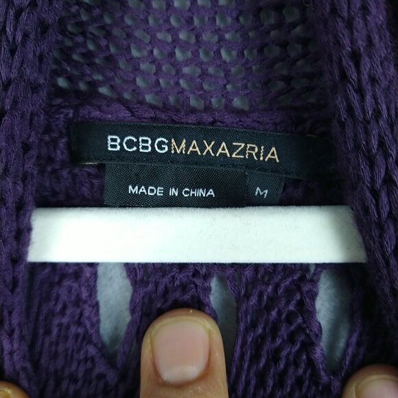 BCBGMAXAZRIA Long Open Sweater Womens M Plum Bohemian Textured Knit Layering - Picture 2 of 6